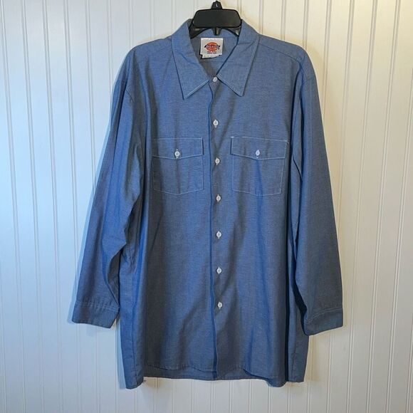 Dickies Long Sleeve Shirt Button Up Mens Neck 18-18.5 Slv 34/35 Chore Work Wear - Picture 1 of 12